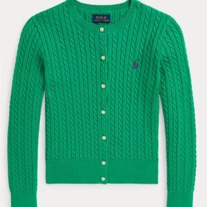BNWT Polo by Ralph Lauren Mini Cable Cotton Green Cardigan Size XL